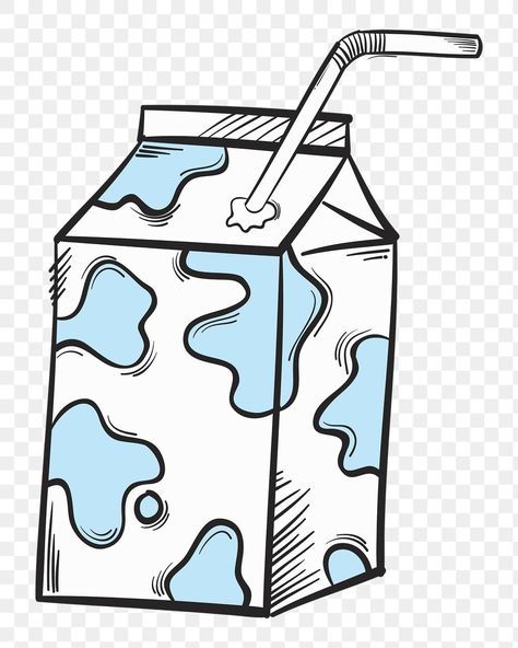 Milk Box Tattoo, Milk Box Drawing, Cartoon Food Drawings, Milk Sketch, Straw Illustration, Anime Environment, Milk Png, Milk Drawing, Hand Art Kids