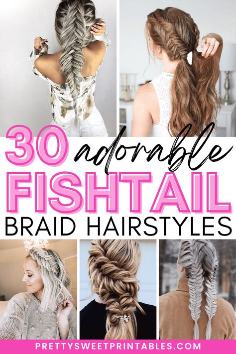 fishtail braid hairstyles Viking Fishtail Braid, Weave Fishtail Braid, Long Hair Fishtail Braid, Feather Braids Hairstyles, Bridesmaid Fishtail Hairstyles, Easy Fishtail Braid Hairstyles, Cute Braid Hairstyles For Long Hair, Fishtail French Braid Tutorial, Braids For Long Curly Hair