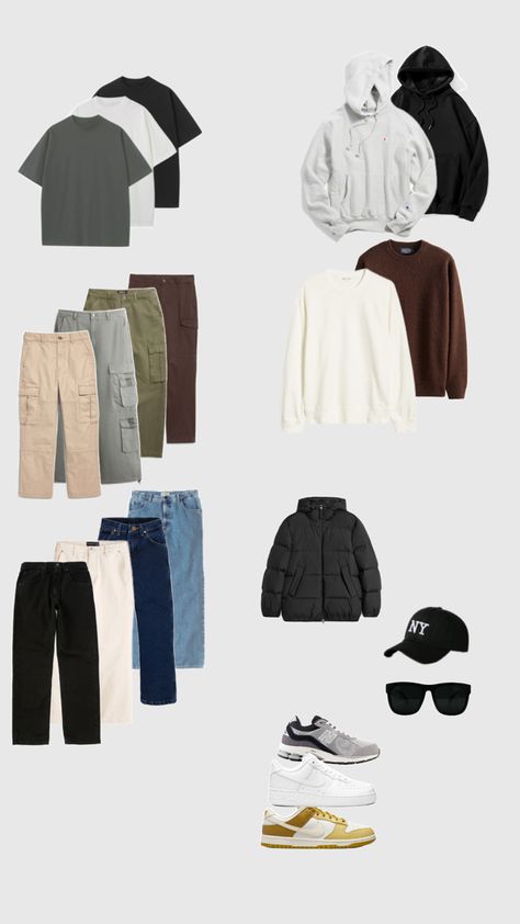 Streetwear Wardrobe Essentials Men, Essential Wardrobe Men, Men’s Street Wear Capsule Wardrobe, Mens Capsule Wardrobe Casual, Mens Basic Wardrobe Essentials, Male Capsule Wardrobe, Streetwear Capsule Wardrobe, Wardrobe Essentials Men, Men Capsule Wardrobe