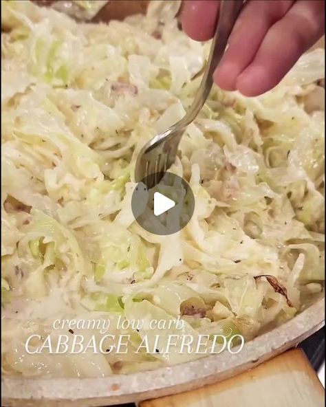 Keto Diet Recipes on Instagram: "RECIPE HERE 👇 CREAMY CABBAGE ALFREDO by @lowkarbkhaleesi

Try this low carb pasta copycat! Alfredo sauce is so easy to make homemade - make sure to SAVE this recipe for later

INGREDIENTS:
1 head cabbage
2 Tbsp Chef Shamy garlic butter
2 Tbsp butter
1 cup heavy cream
1 cup parmesan
½ tsp garlic, minced
½ tsp each: pepper, parsley, & italian seasoning
1/4 cup bacon crumbles

Melt butter and heavy cream in a saucepan over low heat. Sprinkle in parmesan slowly while whisking until smooth. Add garlic. Remove from heat and stir in seasonings

Slice cabbage into 1/2 inch thick sections. Melt garlic butter in skillet and saute cabbage until tender. Pour alfredo sauce on top and mix. Finish with bacon crumbles and serve

💥 Optional: add sliced grilled chicken bef Copycat Alfredo Sauce, Cabbage Alfredo, Creamy Cabbage, California Chicken, Sauteed Cabbage, Low Carb Pasta, Chicken Alfredo, Alfredo Sauce, Garlic Butter