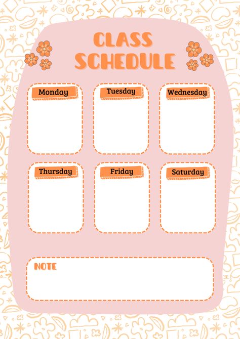 Agenda, Education, Daily, School, Schedule, Elementary, Class Schedule, Illustration, Jadwal Pelajaran,  Canva, Template, Template Canva, Gratis, Free Schedule Illustration, Daily School Schedule, Class Schedule Template, Orange Illustration, School Schedule, Class Schedule, Schedule Template, Thursday Friday, Canva Template