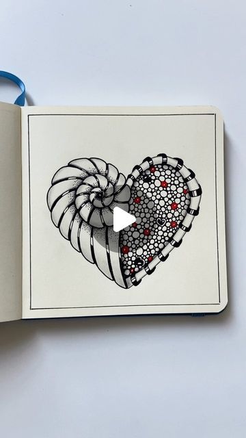 Zentangle Heart, Brain Massage, Valentine Hearts Art, Simple Sketches, Zentangle Tutorial, Zentangle Artwork, Zen Tangle, Zentangle Designs, Paper Stuff