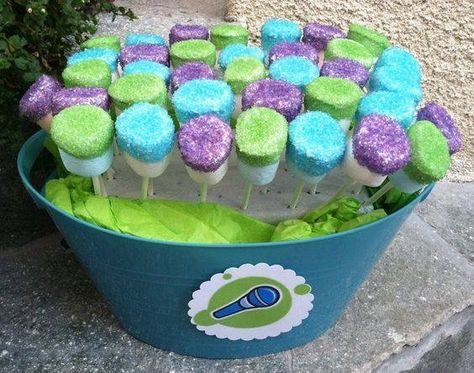 Baby Shower Boy Ideas, Buzz Birthday, Monster University Birthday, Buzz Lightyear Party, Monsters Inc Baby Shower, Monsters Inc Baby, Buzz Lightyear Birthday, Karaoke Mic, Monster Baby Showers