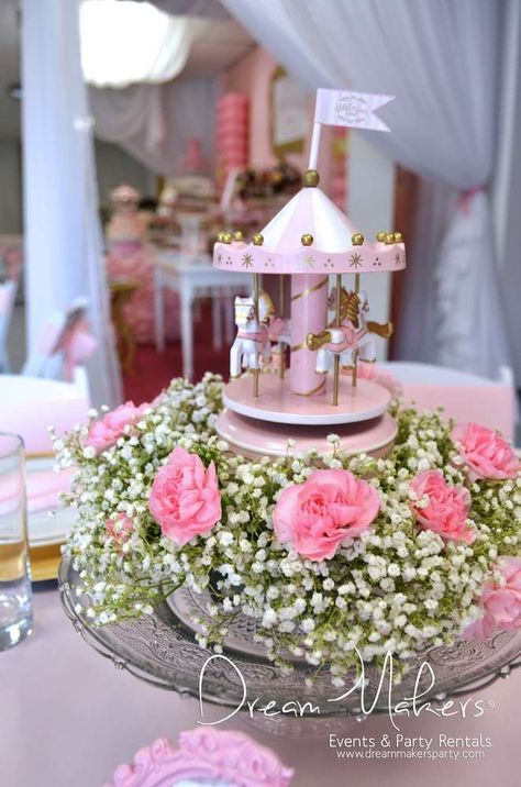 Carousel Birthday Party Ideas | Photo 10 of 35 | Catch My Party Carousel Birthday Party, Pink Carousel, Carousel Theme, Theme Bapteme, Carnival Baby Showers, Carousel Baby, Carousel Birthday Parties, Carousel Party, Baby Shower Sweets