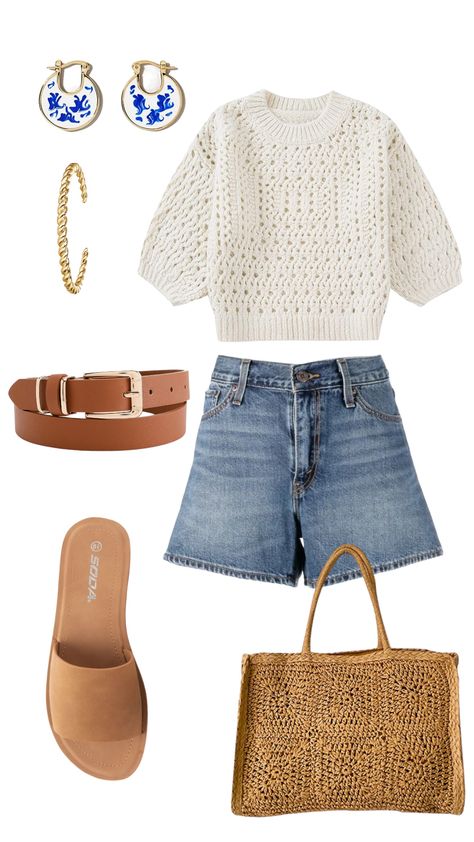 Southern Italy Summer Outfits, Spring And Summer Fashion 2024, Greek Inspired Outfits Casual, European Summer Style Outfits, Brown Belt Summer Outfit, Classy Staple Outfits, Neutral Summer Vacation Outfits, Rich Mom Summer Outfits, Spring Shoes Aesthetic