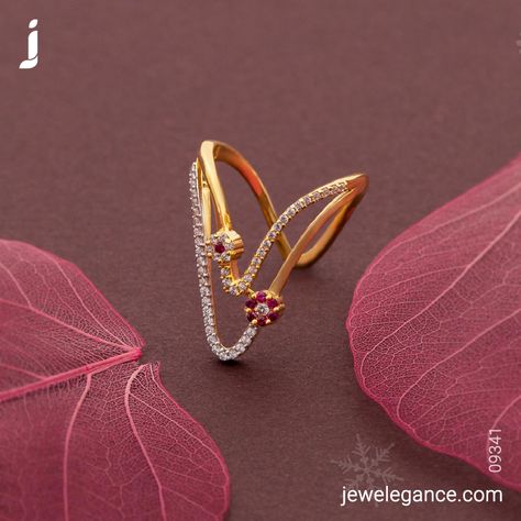 Cherish the charm of a gemstone ring... . Search for the Product Code '09341' on www.jewelegance.com . #myjewelegance #jewelegance  #ring #gemstonering #ringstack #diamondring #gemstonejewellery #ringcollection #czring #beautifuljewellery Male Finger Rings Gold, Gold Jewelry Simple Rings, Traditional Vanki Ring Designs, Indian Engagement Rings Gold Jewellery, Vanki Ring Gold Plain, Gold Vanki Ring Designs, Vangi Ring, Vanki Ring Design, New Ring Designs Gold