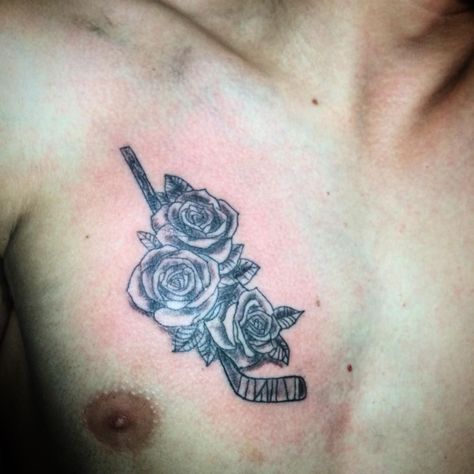 Hockey Tattoo For Guys, Softball Tattoo Ideas, Ice Skating Tattoo, Hockey Stick Tattoo, Ice Hockey Tattoo, Skating Tattoo, Hockey Tattoos, Softball Tattoos, Ice Tattoo