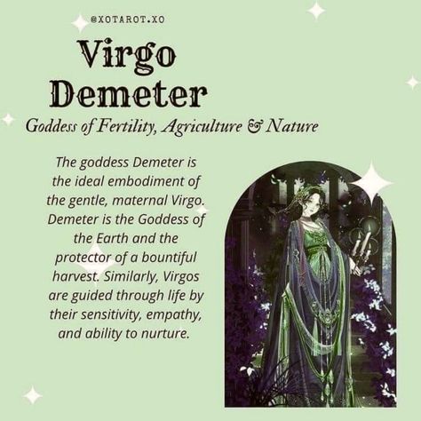 Demeter Greek Goddess, Goddess Divine Feminine, Demeter Goddess, Virgo Goddess, All About Virgo, Goddess Of Fertility, Goddess Magick, Virgo Personality, Greek Goddesses