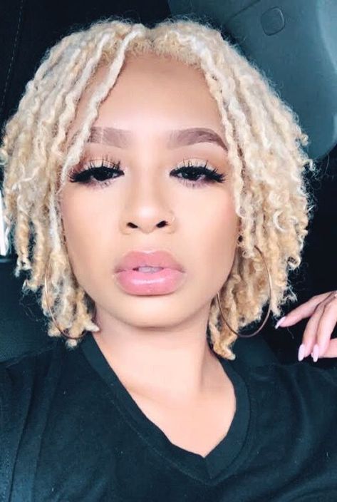 Cute blonde sisterlocks on pretty black woman. sisterlocs. Nike, good hair. Locs Ideas, Sisterlocks Styles, Sister Locs, Beautiful Dreadlocks, Short Locs Hairstyles, Faux Locs Hairstyles, Starter Locs, Dreadlock Styles, Dreads Styles