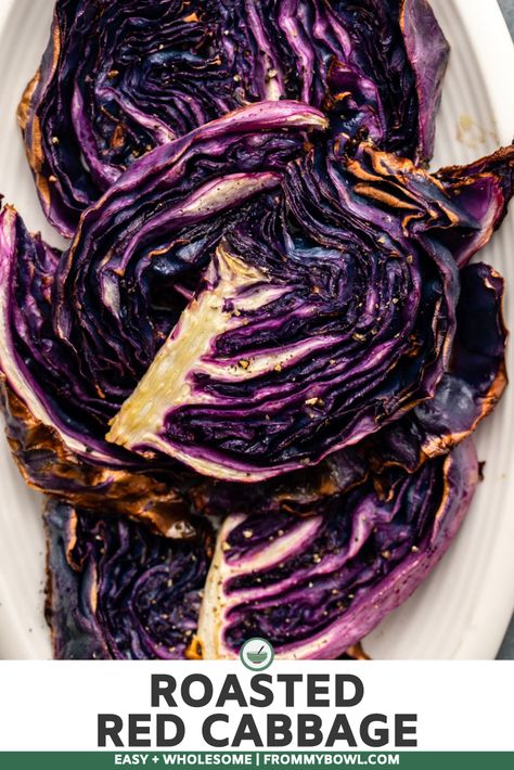 Cabbage Roasted, Gf Sides, Roasted Red Cabbage, Raw Cabbage, Roast In The Oven, Red Cabbage Recipes, Cabbage Head, Roasted Cabbage, How To Roast