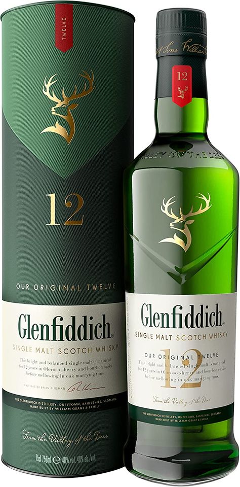 The best-selling single malt Scotch whisky in the world
Sweet, fruity taste with notes of pear, butterscotch, cream and oak
Smooth, mellow finish
Matured in fine Oloroso sherry and bourbon casks for 12 years
The original Glenfiddich in the range – perfect for whisky beginners
A perfect gift for a Father or Grandfather Glenfiddich Whisky, Malt Liquor, Pub Interior, Whisky Bottle, Alcohol Bottles, Scotch Whiskey, Single Malt Whisky, Malt Whisky, Wine Cocktails