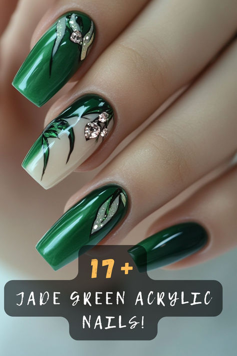 ✨ Ready to glam up your look? Discover 17 glamorous jade green acrylic nail ideas that will turn heads. Curious about the latest nail trends? Click to see how you can incorporate this chic color into your style! 🌟 #GlamNails #JadeGreenAcrylics #NailTrends #ChicNails #HeadTurner #StylishNails #ColorTrends Green Acrylic Nail Ideas, Spring Green Nails, Acrylic Nail Ideas, Jade Nails, Green Acrylic Nails, Latest Nail Trends, Glam Nails, Chic Nails, Green Nails