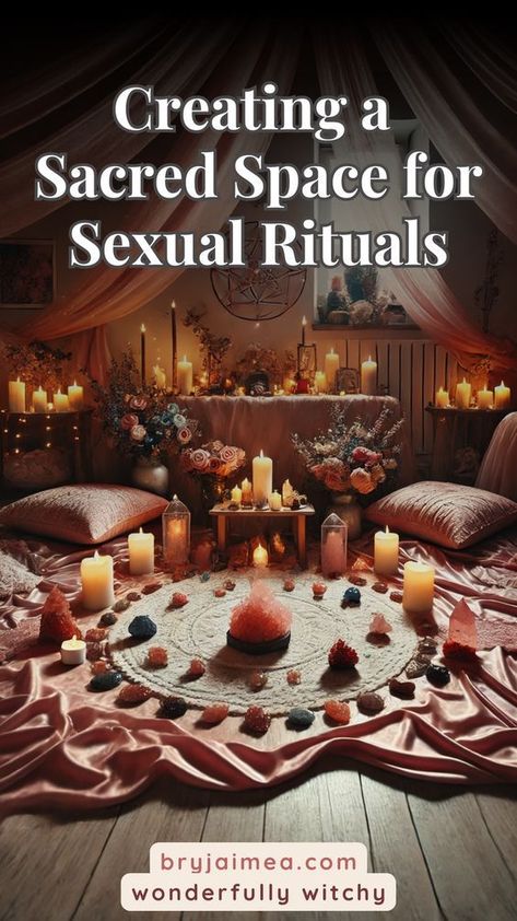 Discover how to create a sacred space for sexual rituals, enhancing intimacy and spiritual connection. Learn to set intentions, cleanse your space, and incorporate crystals, essential oils, and music. By engaging all your senses and practicing mindfulness, you can deepen your experience and create meaningful sexual rituals. Create a beautiful, inviting space that honours and enhances your sexual energy. Witchcraft Wedding Ritual, Diy Altar, Cleanse Your Space, Spiritual Room, Womb Healing, Witch Rituals, Magic Crystal, Moon Crafts, Practicing Mindfulness