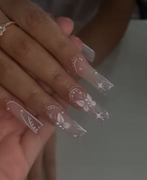 Wedding Nails For Bride Acrylic Coffin, Fairy Wing Nails, Acyrilics Nails, Birthday Sets Nails, Libra Birthday Nails, Pageant Nails, Fairytale Nails, Nails Hacks, Nails Art Simple