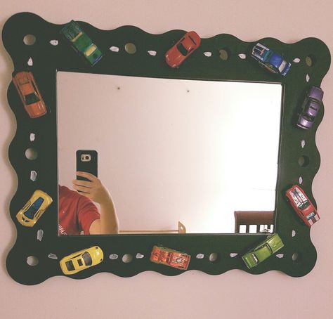 DIY hot wheels mirror Hot Wheels Mirror, Aurora Wedding, Easy Diy Gifts, Diy Gifts, Furniture Diy, Easy Diy, Aurora, Wheel, Mirror