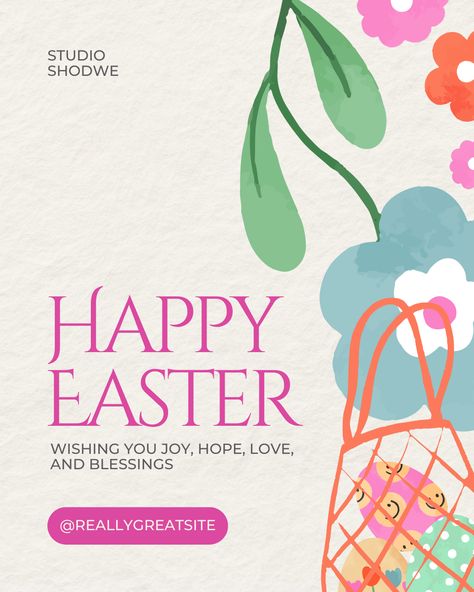 Get ready to hop into Easter fun with our vibrant 'Pink Colorful Playful Easter Greeting Instagram Post'! Join us in spreading joy and laughter this festive season Joy Instagram, Easter Templates, Happy Easter Wishes, Easter Greeting, Easter Wishes, Easter Greetings, Easter Fun, Instagram Post Template, Post Design