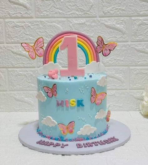 Butterfly Theme Cake Simple, Baby Cake Design, Cake Designs For Kids, Fondant Cakes Birthday, Chikankari Suits, Mini Cakes Birthday, Chocolate Cake Decoration, Simple Cake, Butterfly Theme