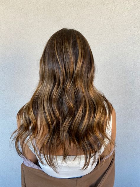 Sunkissed Highlights, Hair Caramel, Balayage Hair Caramel, Warm Brown Hair, Brown Wavy Hair, Hair References, Baby Lights, Hair Goal, Inspo Hair