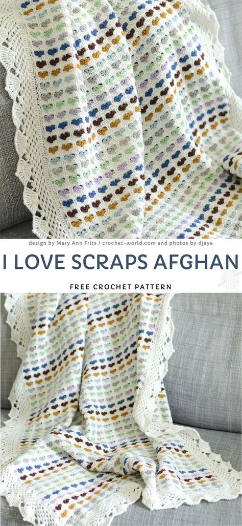 Heart Blanket Crochet Pattern, Heart Blanket Pattern, Crochet Heart Blanket, Scrap Crochet, Crochet Edging Patterns, Dishcloth Pattern, Afghan Crochet, Haken Baby, Afghan Patterns