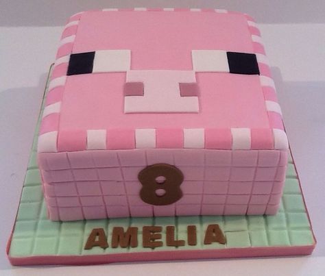 Minecraft Pig Cake, Pastel Minecraft, Minecraft Cakes, Minecraft Bday, Minecraft Pig, Minecraft Birthday Cake, Pig Birthday Cakes, Pig Cake, Minecraft Birthday Party