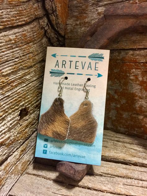 Cowhide cow tag earrings Cowhide Ideas, Diy Western Jewelry, Cow Tag Earrings, Cowhide Earrings, Diy Western, Leather Creations, Cow Tag, Diy Leather Earrings, Leather Earring