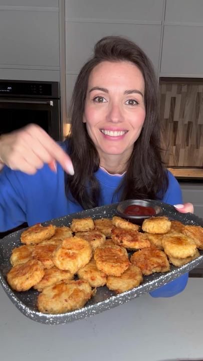 Low Carb Chicken Nuggets (full recipe is on: HungryHappens.Net) #chick... | Chicken Nuggets | 73.8K Views | TikTok Low Carb Chicken Nuggets, Cauliflower Nachos, Homemade Chicken Fingers, Stella Drivas, Hungry Happens, Chicken Nugget Recipes, Homemade French Fries, Fast Food Places, Chicken Entrees