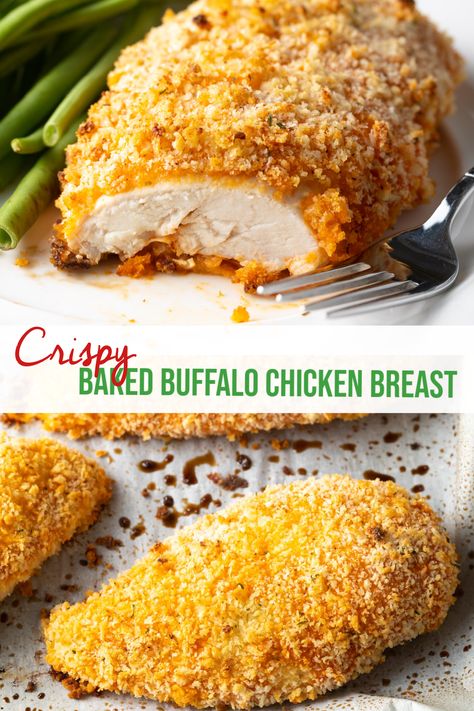 Baked Buffalo Chicken Breast, Buffalo Chicken Breast, Vacation Recipes, Spicy Chicken Breast, Chicken Breast Oven, Baked Breaded Chicken, Crispy Chicken Breast, Chicken Lombardy Recipes, Spicy Baked Chicken