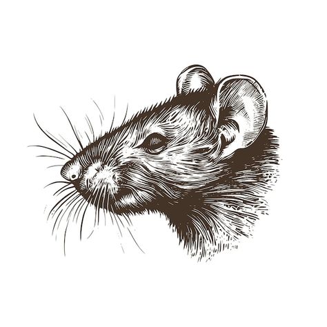 Rat Head Drawing, Rat Illustrated, Oldschool Drawing, Rat Head, Heads Drawing, Mouse Sketch, Drawing Heads, A Rat, Vector Sketch