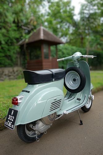 The Vespa is a line of scooters patented on April 23, 1946 by the company Piaggio  Co, S.p.A. The name Vespa, which means "wasp" in Italian, was chosen by Enrico Piaggio. Bajaj Scooter, Vespa Klasik, Vespa Pts, Vespa 150 Sprint, Vespa Motor Scooters, Scooter Garage, Vespa Special, Vespa 50 Special, Vespa Smallframe