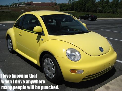 lol thank you slug-bug drivers. Yellow Punch Buggy, Yellow Bug Car, Yellow Volkswagen Beetle, Vw Beetle Custom, Yellow Beetle, Punch Buggy, Affordable Car, Teletubbies Costume, Happy Car