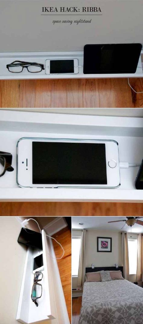 IKEA hack for device storage next to the bed Storage Hacks Bedroom, Storage Hacks, Ikea Hacks, Organization Bedroom, Charging Station, Design Case, Ikea Hack, Bedroom Storage, My New Room