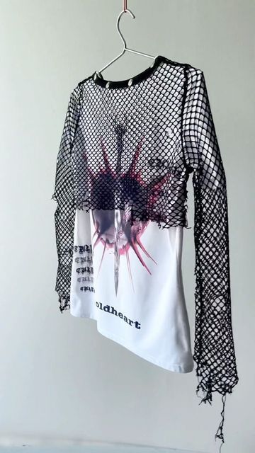 Net Shirt, Fishnet Oversized Shirt, Alternative Mesh Tops For Streetwear, Fishnet Mesh Tops For Alternative Fashion, Edgy Fishnet Summer Tops, Punk Mesh Tops With Fishnet Details, E Girl Clothes, Egirl Fashion, Alt Style