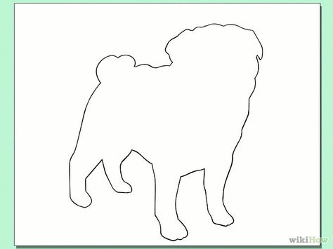 Pug Outline, Draw A Pug, Pug Black, Drawing 101, Pug Tattoo, Organic Dog Food, Cat Outline, Dog Outline, Dog Steps