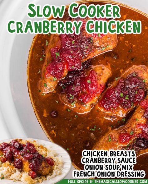 Cranberry Pork Tenderloin Slow Cooker, Slow Cooker Cranberry Chicken, Cranberry Chicken Crockpot, Cranberry Sauce Crockpot, Chicken With Cranberries, Pork Roast Crock Pot Recipes, Turkey Breast Crockpot, Fall Crockpot, Crockpot Pork Roast