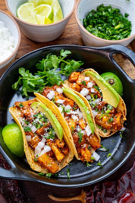 Chicken Al Pastor, Recipe For Tacos, Vertical Rotisserie, Tasty Tacos Recipe, Al Pastor Tacos, Pastor Tacos, Closet Cooking, Easy Taco Recipes, Tacos Al Pastor