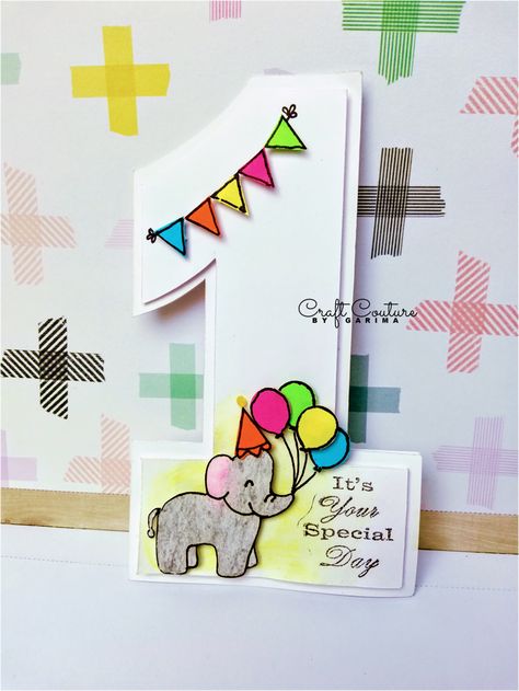 1st Birthday Cards Handmade, Birthday Cards Handmade Female, 1st Birthday Quotes, Old Birthday Cards, Creative Birthday Cards, Baby Cards Handmade, First Birthday Cards, Baby Ganesha, Happy 1st Birthday