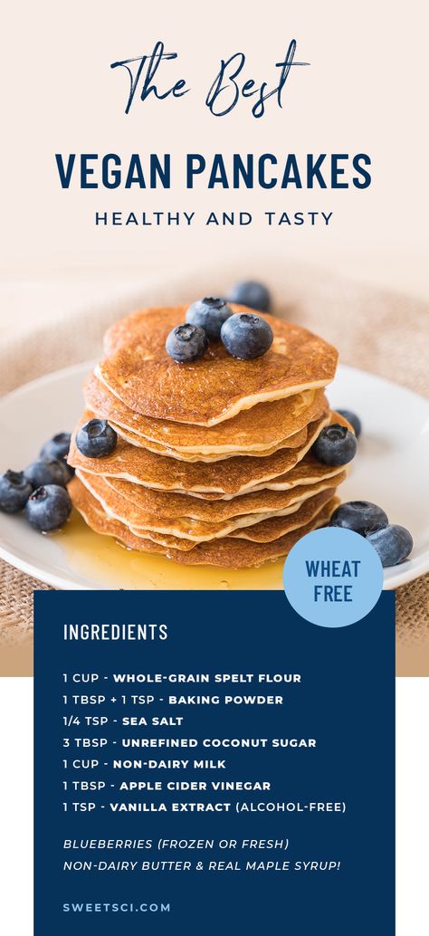 Wheat Free Pancakes, Best Vegan Pancakes, Spelt Flour Recipes, Spelt Recipes, Whole Grain Pancakes, Vegan Pancake Recipes, Whole Wheat Pancakes, Wheat Pancakes, Vegan Substitutes