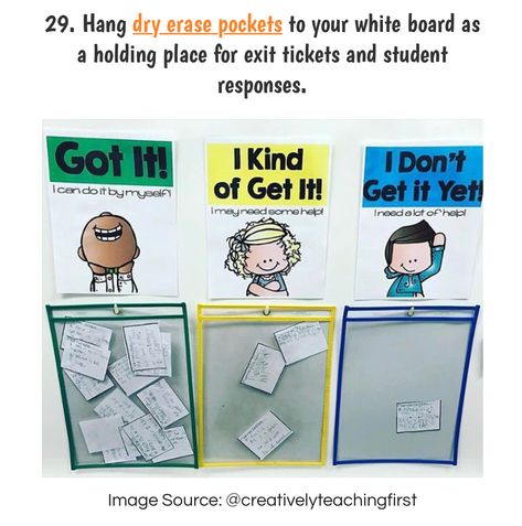 Hang exit ticket holder on door Exit Ticket Board, Exit Ticket Ideas, Ticket Ideas, Elementary Bulletin Boards, Student Self Assessment, Classroom Engagement, Teaching Lessons Plans, First Grade Lessons, Teaching Philosophy