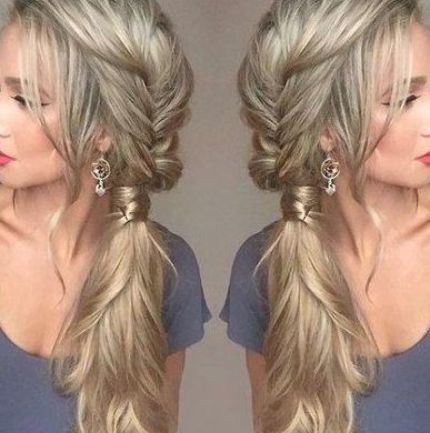 Low Side Ponytail, Messy Fishtail Braid, Swept Hairstyles, Messy Fishtail Braids, Messy Fishtail, Side Swept Braid, Side Ponytail Hairstyles, Luxy Hair Extensions, Cute Prom Hairstyles