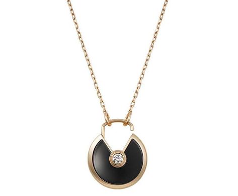 Amulette de Cartier pink gold pendant with onyx surrounding a brilliant-cut diamond Ballet Earrings, Pink Gold Bracelet, Graff Diamonds, Black Onyx Jewelry, Black Gems, Onyx Jewelry, Neck Jewellery, The Midnight, Cuff Earrings