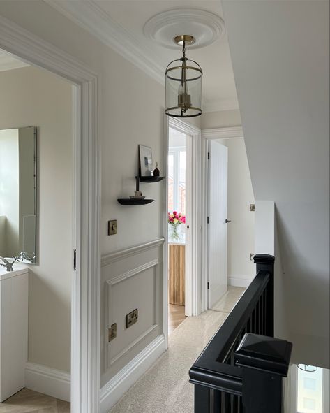 Egyptian Cotton Panelling, Egyptian Cotton Hallway, Skirting And Architrave, Dado Rail, Luxury Linen, Home Interiors, Egyptian Cotton, Happy Saturday, Hallway