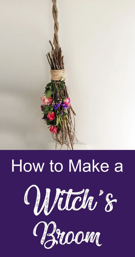 Floral Besom: How to Make a Witch's Broom - Moody Moons Broom Making Supplies, Broom Making Party, Making Witches Brooms, Making A Broom, How To Make Witches Brooms, How To Make A Witches Broom, Besom Broom Diy, How To Make A Witches Broom Diy, Diy Broomstick Witch Broom