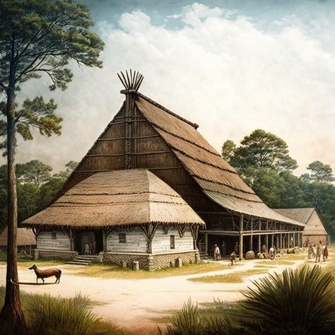 Aztec Village, Village Architecture, Saxon History, Meeting Hall, Traditional Houses, My Fantasy World, Fantasy Map, Memory Games, Ancient Architecture