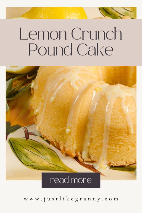 Great Aunt Betty’s Lemon Crunch Pound Cake Recipe Lemon Crunch Cake Recipe, Crunchy Top Pound Cake Recipe, Crunch Pound Cake, Lemon Crunch, Oreo Crunch, Crunch Cake, Pound Cake Recipe, Lemon Cake Recipe, Lemon Dessert Recipes