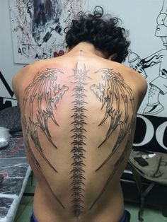 Angel Wings Tattoo On Back, Angel Y Diablo, Wing Tattoos On Back, Hexagon Tattoo, Emo Tattoos, Tattoo Design For Hand, Sigil Tattoo, Devil Tattoo, Wing Tattoo