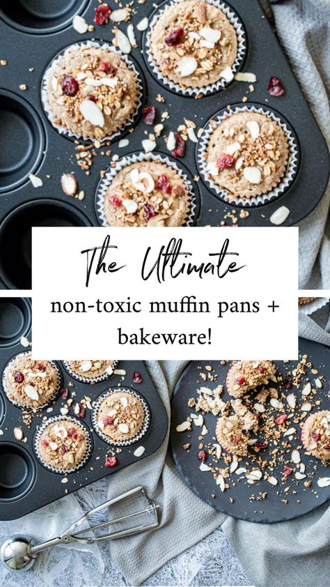 These are the best non toxic muffin pans as well as non toxic bakeware that you can purchase to keep a happy and healthy lifestyle! #nontoxic #nontoxicbaking #nontoxicbakeware #nontoxicbaking #nontoxiccookiesheets #nontoxicmuffinpans Non Toxic Cookware, Delicious Banana Bread Recipe, Muffin Pans, Mini Muffin Pan, Gourmet Cooking, Cupcake Pan, Baking Set, Chocolate Chip Muffins, Food Test