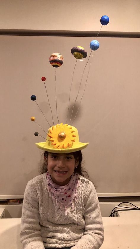 Solar System Hats For Kids, Solar System Headband, Solar System Hat, Solar System Projects For Kids, Space Hat, Earth Sun And Moon, Solar System For Kids, Crazy Hat, Moon Crafts