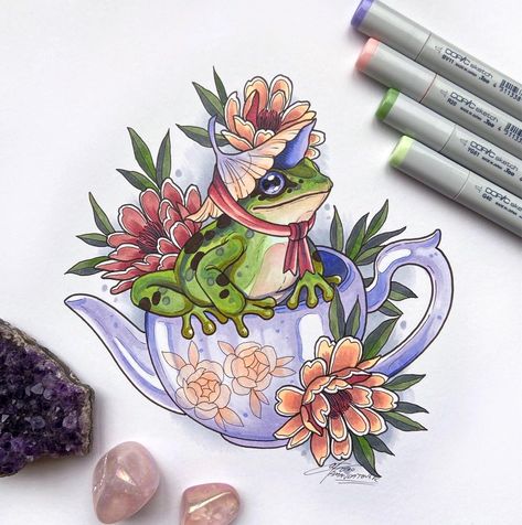 Amanda. on Instagram: “Couldn’t see this little guy in anything but colour 🥰 drawing frogs is so fun! Drawn with Copic Markers and Multiliners on mixed media…” Drawing Frogs, Copic Pens, Colour Drawing, Copic Marker Art, Art Eras, Art Prints Boho, Copic Art, Cartoon Profile Pictures, Animals Artwork