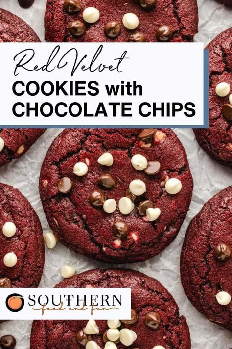 Red Velvet Macadamia Nut Cookies, Dr Pepper Cookies, Best Red Velvet Cookies, Red Velvet Cake Cookies, Red Cookies, Southern Foods, Red Velvet Flavor, Velvet Cookies, Macadamia Nut Cookies