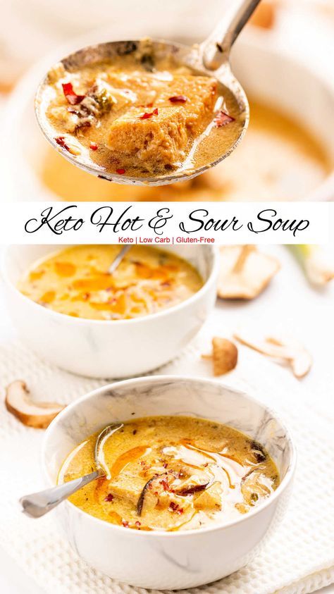 Keto Hot And Sour Soup - Beauty and the Foodie Gf Soup, Sweet And Sour Soup, Primal Living, Dairy Free Soup, Hot And Sour Soup, Free Friends, Sour Soup, Low Carb Low Sugar, Fall Faves